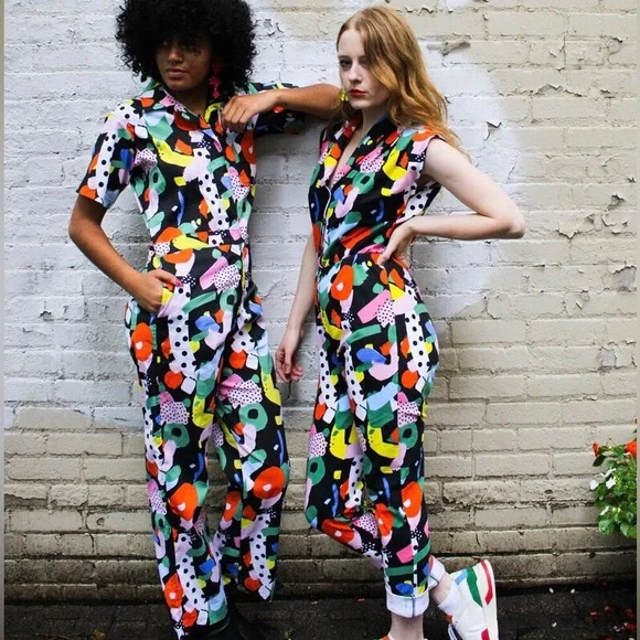 Nooworks Multicolor Abstract Magic Party Jumpsuit. Art by Ashley Mary. Medium. - Picture 16 of 16